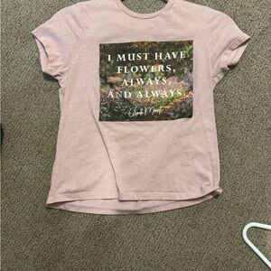 Pink Graphic T-Shirt with Floral Quote